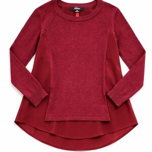 Rudsak Burgundy Knit & Chiffon Sweater — Small — Luxe Layered Top
